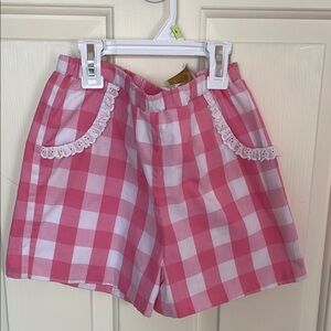 Pink Checkered Girls Shorts